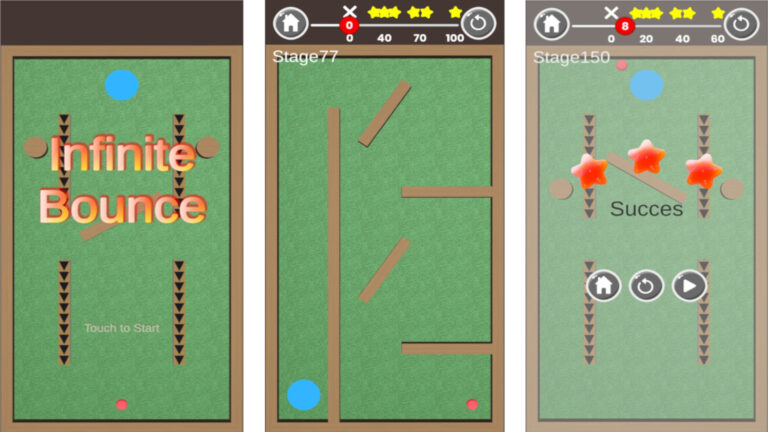 Infinite bounce의 게임 화면들